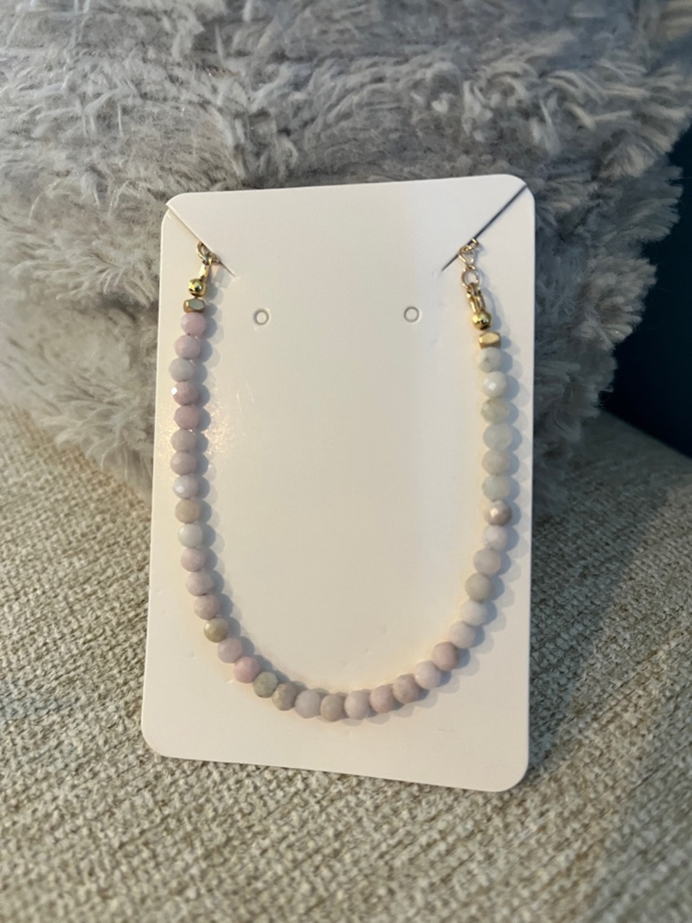 Pastel Beaded Necklace with Gold Accents - Women Jewelry